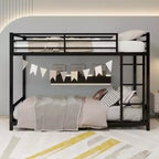 GDFStudio Ayaan Modern Metal Bunk Bed with Safety Guardrail and Ladder Design