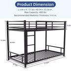 GDFStudio Ayaan Modern Metal Bunk Bed with Safety Guardrail and Ladder Design