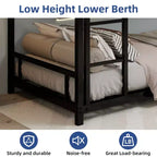 GDFStudio Ayaan Modern Metal Bunk Bed with Safety Guardrail and Ladder Design