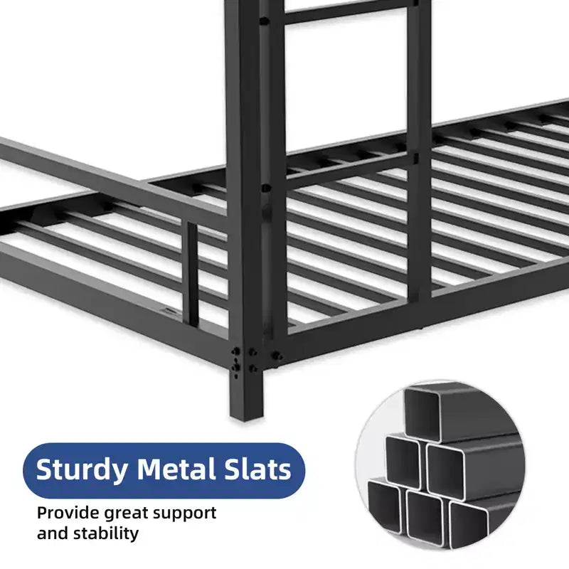 GDFStudio Ayaan Modern Metal Bunk Bed with Safety Guardrail and Ladder Design