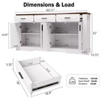 Buffet de rangement cannelé moderne Panipeachy de 160 cm, avec 4 portes et 3 tiroirs, pour salon, salle à manger ou entrée