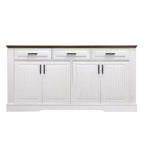 Buffet de rangement cannelé moderne Panipeachy de 160 cm, avec 4 portes et 3 tiroirs, pour salon, salle à manger ou entrée