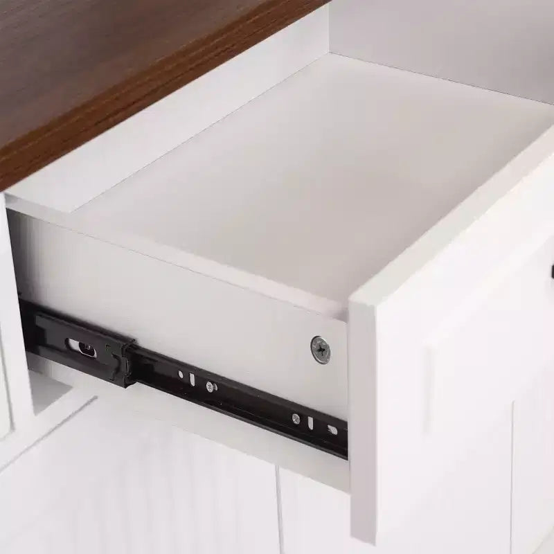 Buffet de rangement cannelé moderne Panipeachy de 160 cm, avec 4 portes et 3 tiroirs, pour salon, salle à manger ou entrée