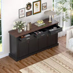 Buffet de rangement cannelé moderne Panipeachy de 160 cm, avec 4 portes et 3 tiroirs, pour salon, salle à manger ou entrée