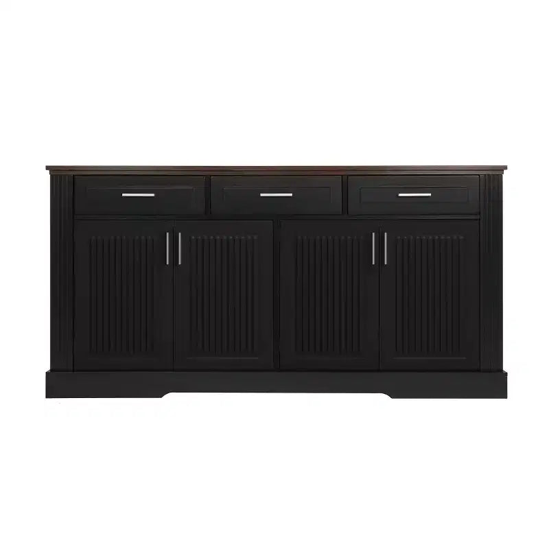 Buffet de rangement cannelé moderne Panipeachy de 160 cm, avec 4 portes et 3 tiroirs, pour salon, salle à manger ou entrée
