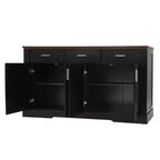 Buffet de rangement cannelé moderne Panipeachy de 160 cm, avec 4 portes et 3 tiroirs, pour salon, salle à manger ou entrée
