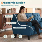Canapé de salon moderne TYBOATLE avec port de chargement USB, canapé rembourré de style Mid-Century avec inclinaison ergonomique à 105° et ressorts ensachés de soutien