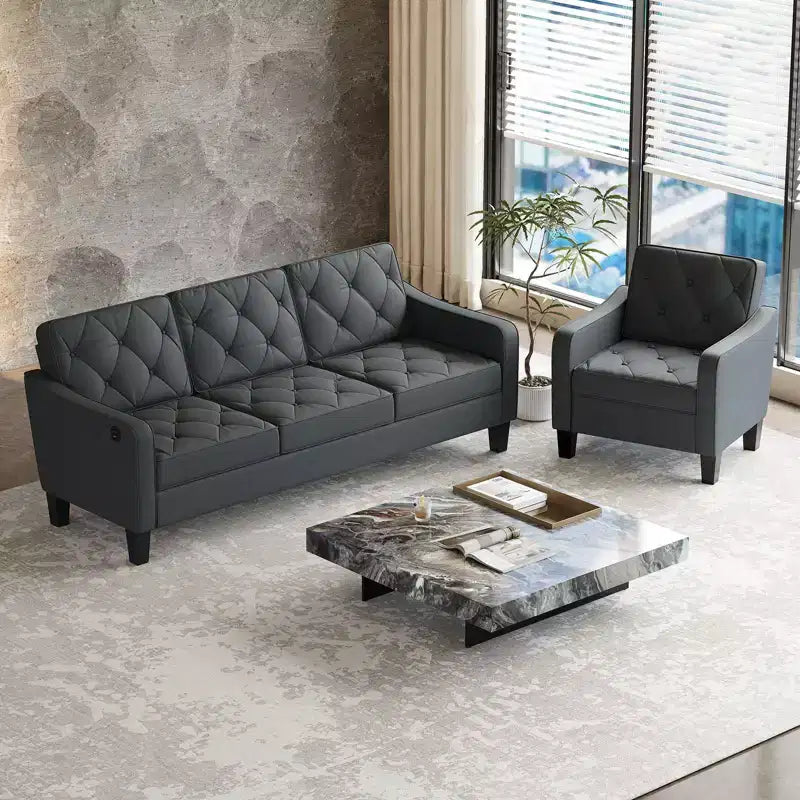 Canapé de salon moderne TYBOATLE avec port de chargement USB, canapé rembourré de style Mid-Century avec inclinaison ergonomique à 105° et ressorts ensachés de soutien