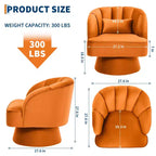 Modern 360 Swivel Barrel Accent Chair, Velvet Upholstered Lounge Chair with Plush Padding, Morandi Orange