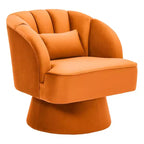 Modern 360 Swivel Barrel Accent Chair, Velvet Upholstered Lounge Chair with Plush Padding, Morandi Orange
