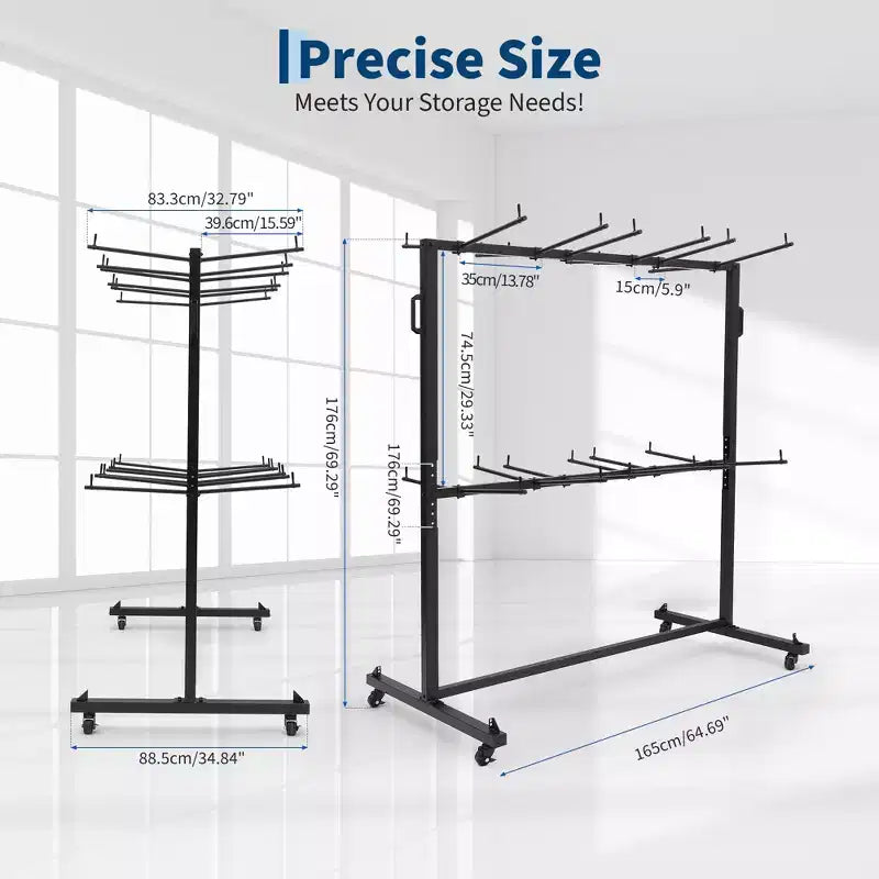 GustoWave Chariot de Rangement Pliant pour Chaises, Capacité de 360 kg, Chariot de Transport pour 84 Chaises ou 12 Tables et 42 Chaises, avec Roues en Caoutchouc et Housse de Protection contre les Intempéries