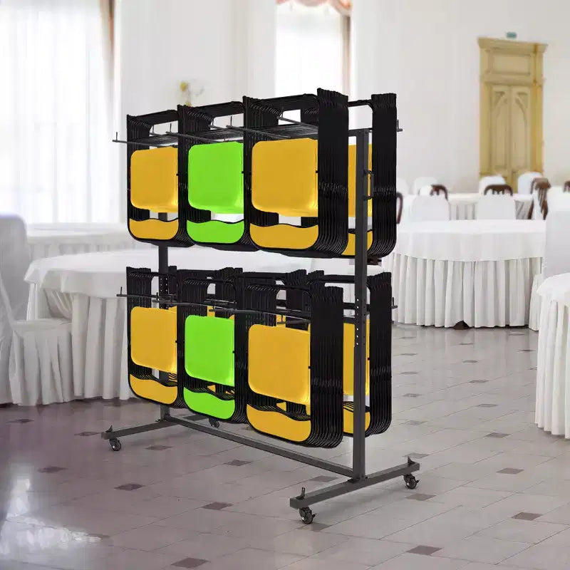 GustoWave Chariot de Rangement Pliant pour Chaises, Capacité de 360 kg, Chariot de Transport pour 84 Chaises ou 12 Tables et 42 Chaises, avec Roues en Caoutchouc et Housse de Protection contre les Intempéries