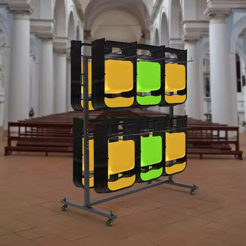 GustoWave Chariot de Rangement Pliant pour Chaises, Capacité de 360 kg, Chariot de Transport pour 84 Chaises ou 12 Tables et 42 Chaises, avec Roues en Caoutchouc et Housse de Protection contre les Intempéries