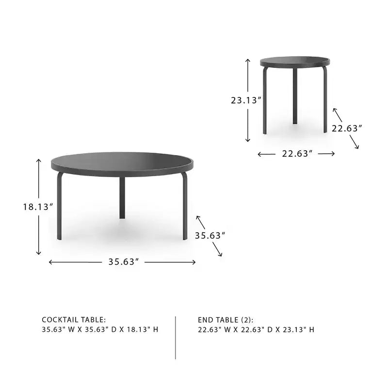 Signature Design by Ashley Dorylin Occasional Table Set, Coffee Table and 2 End Tables, Black Metal and Glass