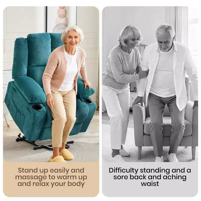 Oversized Power Lift Recliner Chair for Elderly,135Adjustable Lay Flat Lift Chair Electric Recliner Chairs, 2 Cup Holders and Stand Assist
