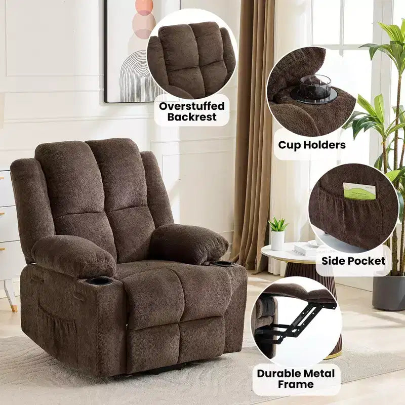 Oversized Power Lift Recliner Chair for Elderly,135Adjustable Lay Flat Lift Chair Electric Recliner Chairs, 2 Cup Holders and Stand Assist