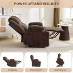 Oversized Power Lift Recliner Chair for Elderly,135Adjustable Lay Flat Lift Chair Electric Recliner Chairs, 2 Cup Holders and Stand Assist