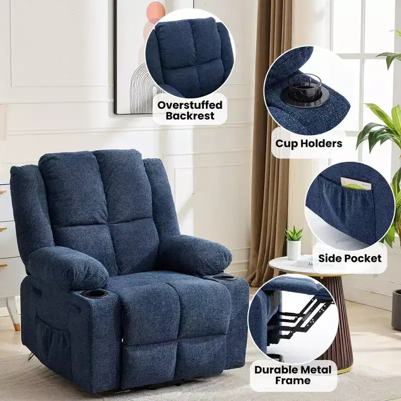 Oversized Power Lift Recliner Chair for Elderly,135Adjustable Lay Flat Lift Chair Electric Recliner Chairs, 2 Cup Holders and Stand Assist
