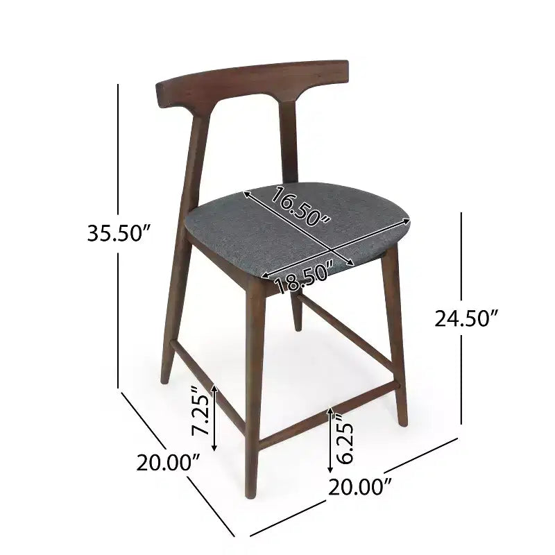 Christopher Knight Home Wanda Mid-Century Modern Rubberwood Upholstered Counter Stools (Set of 2)