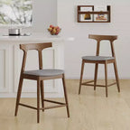 Christopher Knight Home Wanda Mid-Century Modern Rubberwood Upholstered Counter Stools (Set of 2)