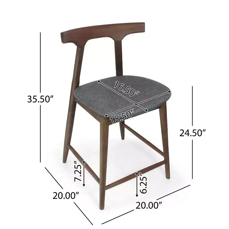 Christopher Knight Home Wanda Mid-Century Modern Rubberwood Upholstered Counter Stools (Set of 2)