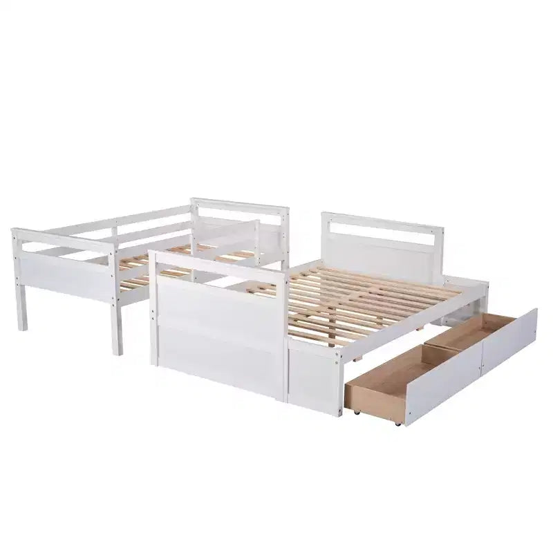 Luxystar Twin Over Full Convertible Bunk Bed With 2 Storage Drawers