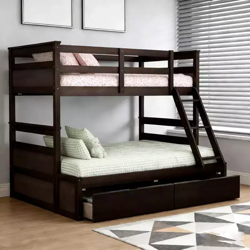 Luxystar Twin Over Full Convertible Bunk Bed With 2 Storage Drawers