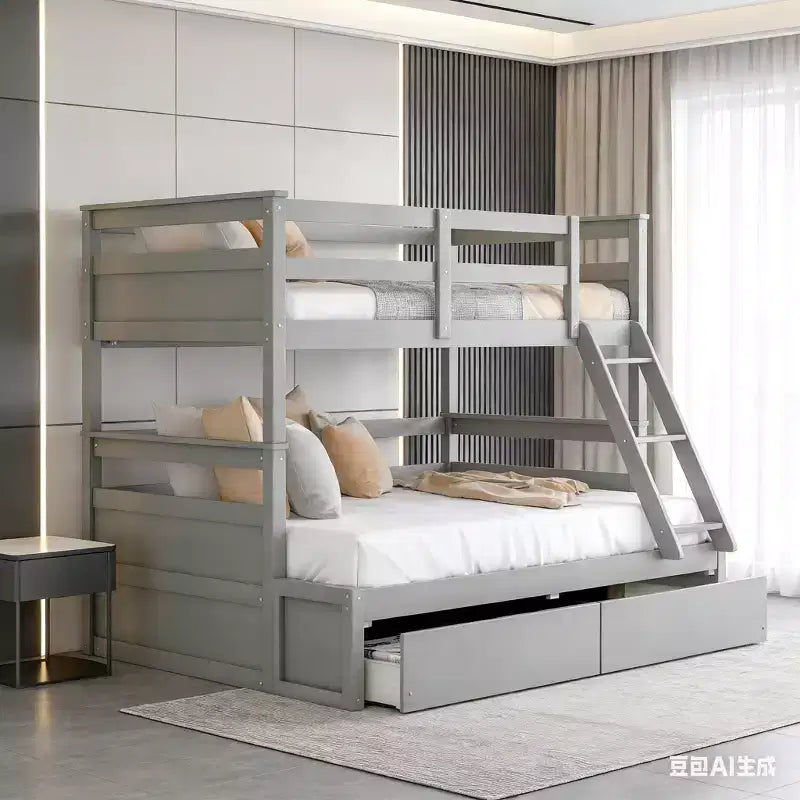 Luxystar Twin Over Full Convertible Bunk Bed With 2 Storage Drawers