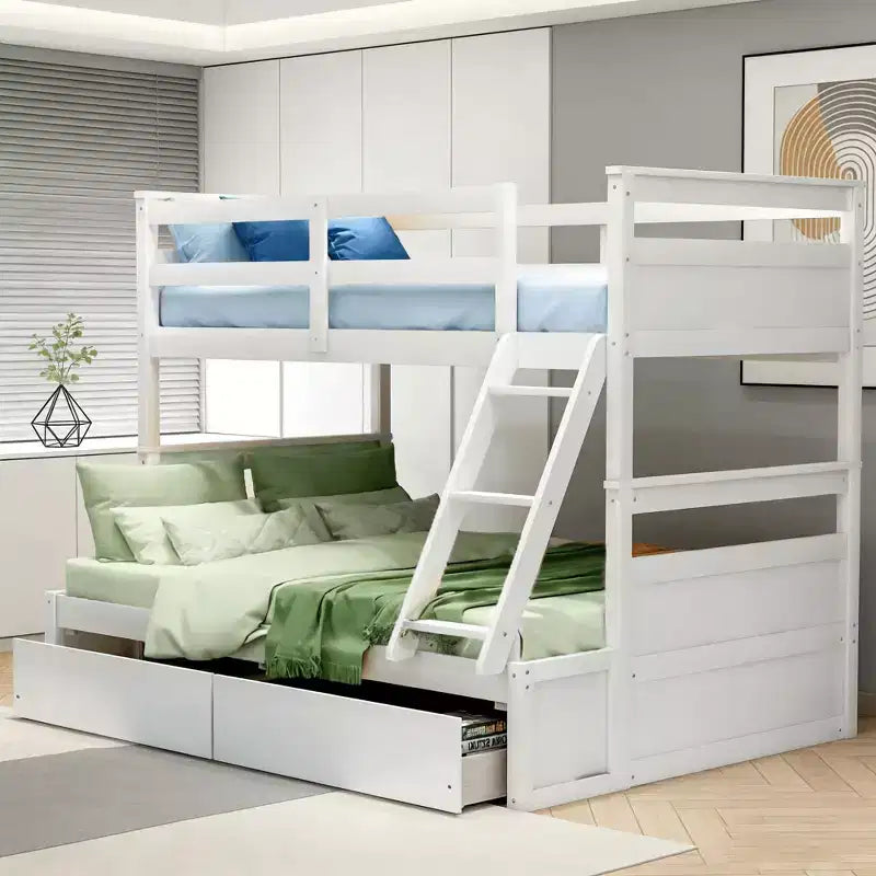 Luxystar Twin Over Full Convertible Bunk Bed With 2 Storage Drawers
