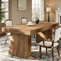 Lantine 55-Inch Rectangular Dining Table for 4-6 People, Farmhouse Style Kitchen Dinner Table with Double Pedestal for Home, Small Space