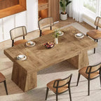Table à manger rectangulaire Lantine de 55 pouces pour 4 à 6 personnes, table de cuisine de style ferme avec double piedestal pour la maison, petits espaces