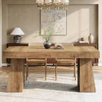 Table à manger rectangulaire Lantine de 55 pouces pour 4 à 6 personnes, table de cuisine de style ferme avec double piedestal pour la maison, petits espaces