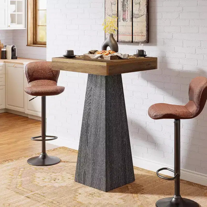 Lantine Square Bar Table, 39.96 High Pub Table, Small Home Bar Unit for Dining, Coffee, Cocktail, Small Space, Kitchen, (Only Table)