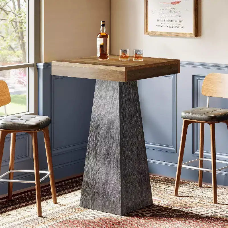 Lantine Square Bar Table, 39.96 High Pub Table, Small Home Bar Unit for Dining, Coffee, Cocktail, Small Space, Kitchen, (Only Table)