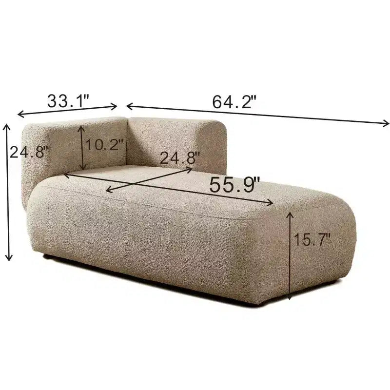 Chaise longue moderne rembourrée en mousse haute densité, assise élégante et stylée, canapé douillet en bouclé pour salon ou chambre-Panipeachy
