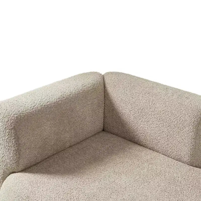 Chaise longue moderne rembourrée en mousse haute densité, assise élégante et stylée, canapé douillet en bouclé pour salon ou chambre-Panipeachy