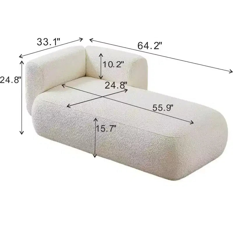 Chaise longue moderne rembourrée en mousse haute densité, assise élégante et stylée, canapé douillet en bouclé pour salon ou chambre-Panipeachy