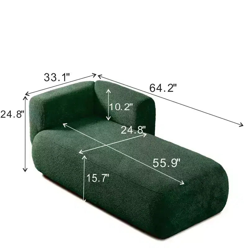 Chaise longue moderne rembourrée en mousse haute densité, assise élégante et stylée, canapé douillet en bouclé pour salon ou chambre-Panipeachy