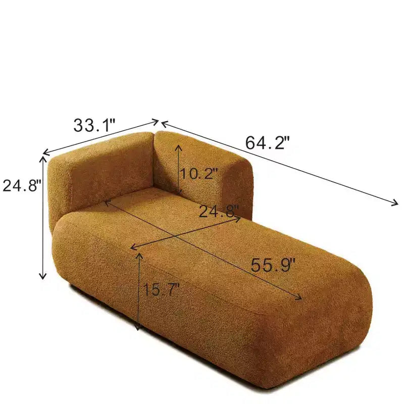 Chaise longue moderne rembourrée en mousse haute densité, assise élégante et stylée, canapé douillet en bouclé pour salon ou chambre-Panipeachy