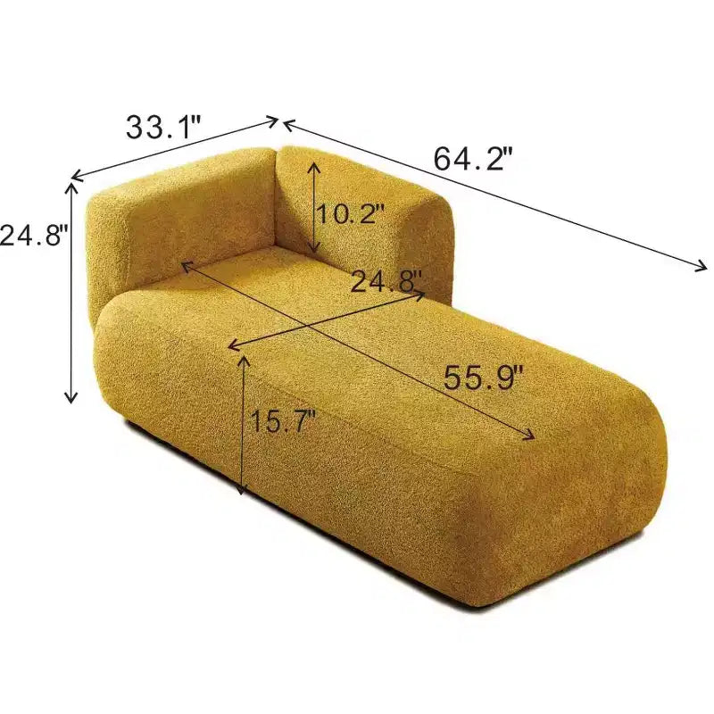 Chaise longue moderne rembourrée en mousse haute densité, assise élégante et stylée, canapé douillet en bouclé pour salon ou chambre-Panipeachy