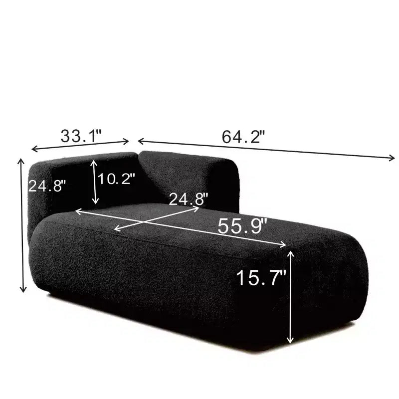 Chaise longue moderne rembourrée en mousse haute densité, assise élégante et stylée, canapé douillet en bouclé pour salon ou chambre-Panipeachy