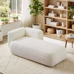 Chaise longue moderne rembourrée en mousse haute densité, assise élégante et stylée, canapé douillet en bouclé pour salon ou chambre-Panipeachy