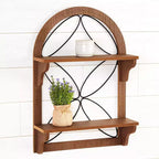 The Lakeside Collection Decorative Wood-Like Console Table or Matching Shelf with Metal Scroll -