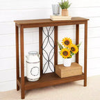 The Lakeside Collection Decorative Wood-Like Console Table or Matching Shelf with Metal Scroll -