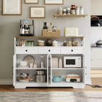 Buffet de ferme 51", Buffet avec 3 tiroirs, étagère ouverte et station de recharge, Meuble bar à café pour cuisine, salle à manger