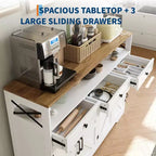 Buffet de ferme 51", Buffet avec 3 tiroirs, étagère ouverte et station de recharge, Meuble bar à café pour cuisine, salle à manger