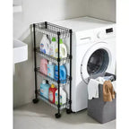 Chariot de rangement à roulettes en métal mince à 3 ou 4 niveaux avec paniers, organisateur réglable peu encombrant pour cuisine, bureau, salle de bain, garage, noir