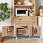 Buffet en bois naturel avec tiroir et portes, étagères ouvertes autoportantes pour salon, salle à manger