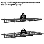 Lot de 2 étagères de garage, étagères murales de rangement de garage, étagères flottantes, étagères murales robustes de 2 x 1,8 m, étagères murales métalliques