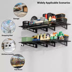 Lot de 2 étagères de garage, étagères murales de rangement de garage, étagères flottantes, étagères murales robustes de 2 x 1,8 m, étagères murales métalliques
